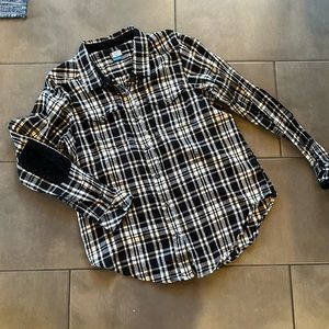 Kavu Plaid Button Down with Elbow Patches